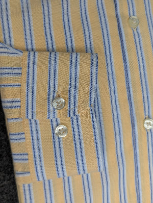 Sleeve cuff detail of Aqua Yellow Stripe shirt