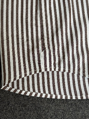 Side view and stitching of Coffee Bean Stripe shirt